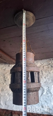 Висяща Лампа от Автентична Главина на Каруца, снимка 5 - Лампи за таван - 53772532