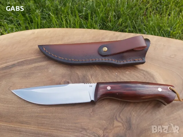 Висококачествен ловен нож D2,фултанг с кожена кания, снимка 2 - Ножове - 49873136