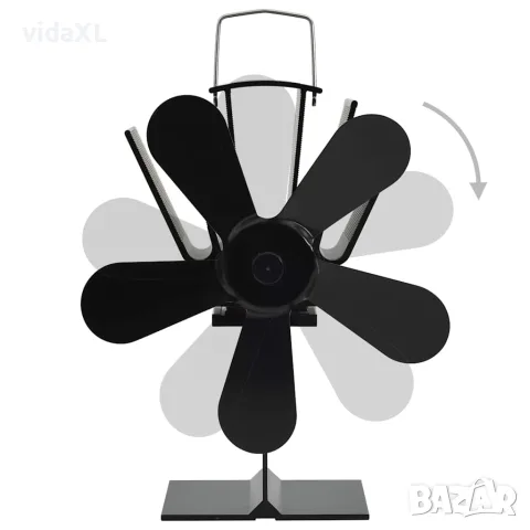 vidaXL Вентилатор за печка за топъл въздух, 5 перки, черен, снимка 4 - Вентилатори - 56147719