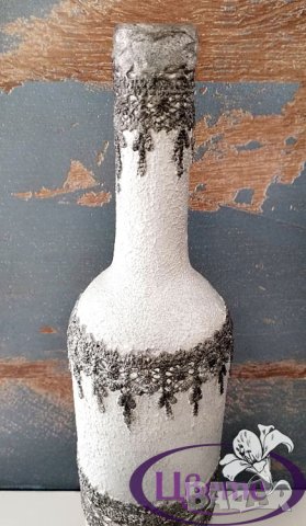 Декоративна бутилка - Дантела, снимка 2 - Декорация за дома - 41998130