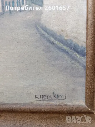F. Henckens, стара маслена картина пейзаж., снимка 4 - Картини - 49755347