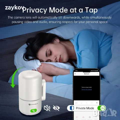 SYMYNELEC C5 5GHz/2.4GHz Wi-Fi камера за вътрешна сигурност, интелигентен монитор за бебета, снимка 4 - Камери - 48095421