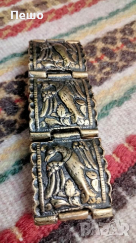 Стара месингова гривна , снимка 2 - Антикварни и старинни предмети - 44773044