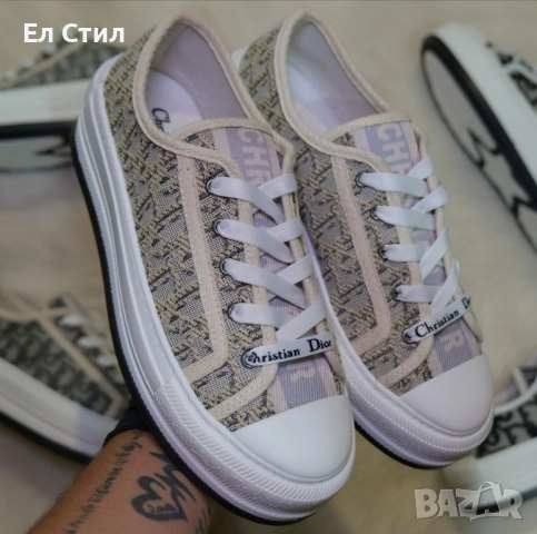 📌Дамски маратонки Dior Oblique - Бежаво 37 38 39 40 номер Цена 110лв/56.24€ Еконт, снимка 2 - Кецове - 52240854