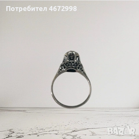 Златен античен пръстен с диамант 18к , снимка 8 - Пръстени - 53254142