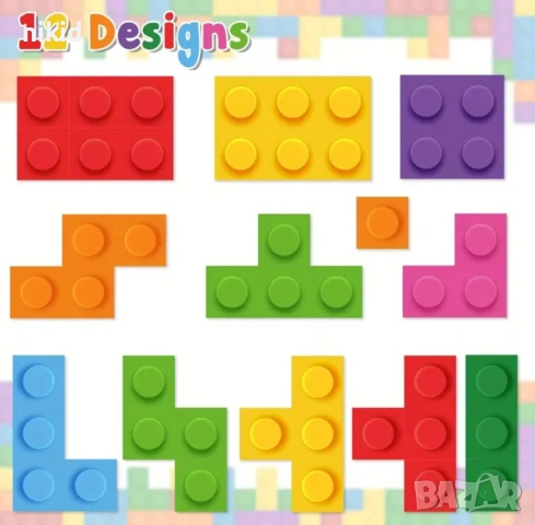 100 бр конструктор лего блокчета тетрис самозалепващи лепенки стикери за ръчна изработка за подарък, снимка 2 - Други - 53515699
