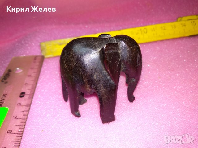 МАЛКО ДЪРВЕНО СЛОНЧЕ РЪЧНА МАЙСТОРСКА ФИГУРКА СТАТУЕТКА ДЪРВО АБАНОС 12638, снимка 2 - Статуетки - 44313924