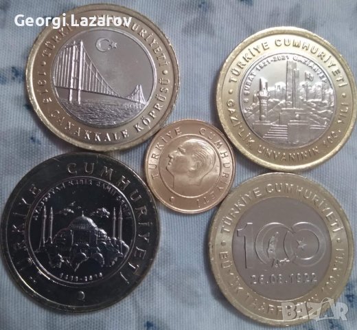 1 лира Турция 2020,2021,2022 юбилейни, снимка 3 - Нумизматика и бонистика - 39832705