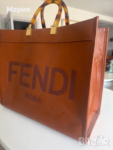 Голяма бизнес Фенди/Fendi „Слънчев лъч-Sinchine“ чанта от естествена кожа, снимка 5 - Чанти - 49828563