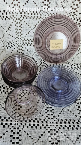 Комплект съдове лилаво стъкло