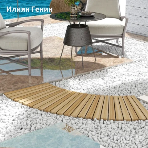 Градинско стъпало Outsunny, устойчиво на атмосферни влияния, смърчова дървесина, 120 x 47 x 1 см, снимка 9 - Градински мебели, декорация  - 50479258