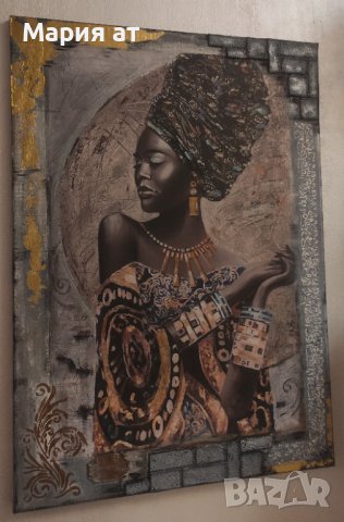 Винтидж картина Африкански финес, снимка 2 - Картини - 41344861