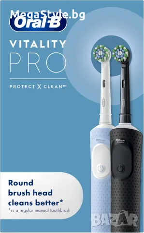 Комплект 2 бр. Електрически четки за зъби Oral-B Vitality Pro (Black & Blue Duo), снимка 3 - Други - 55834454