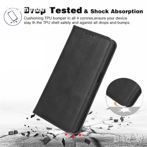 Кожен калъф с портфейл за Motorola Moto G86 5G / Power 5G | Ретро дизайн с магнит | Включен Протекто, снимка 3 - Калъфи, кейсове - 51960854