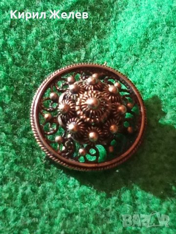 УНИКАЛНА ФИНА ИЗРАБОТКА ФИЛИГРАН с ГРАНУЛАЦИЯ СРЕБЪРНА АРТ ДЕКО БРОШКА СТАРО БИЖУ 17075