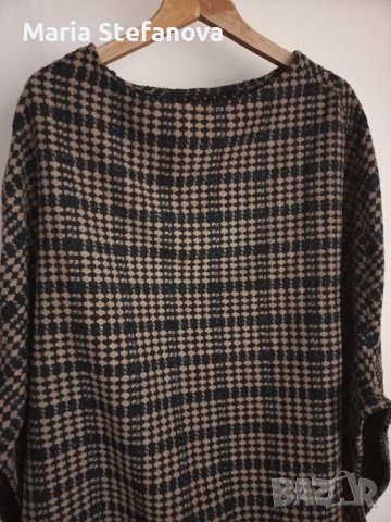 Ефектно пончо в черно и кафяво 