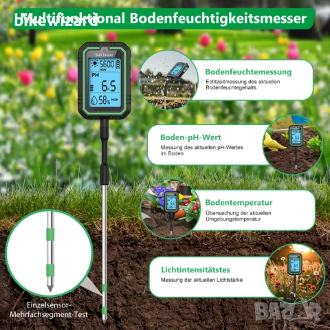 4-в-1 дигитален pH метър за почва с USB-C презареждаем кабел – градинарство НОВ, снимка 3 - Градинска техника - 53263607