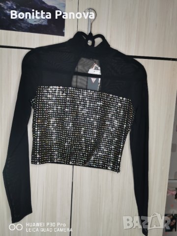 Елегантна блуза Guess с дълъг ръкав и пайети 