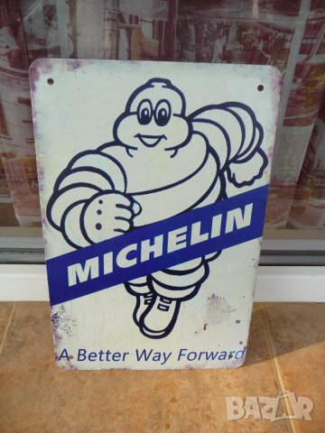 Michelin реклама метална табела гуми кола човече зимни летни, снимка 1