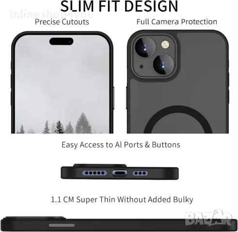Матов MAGSAFE Кейс за Apple iPhone 15 / Pro / Plus / Max със защита на камерите, снимка 5 - Калъфи, кейсове - 47382821