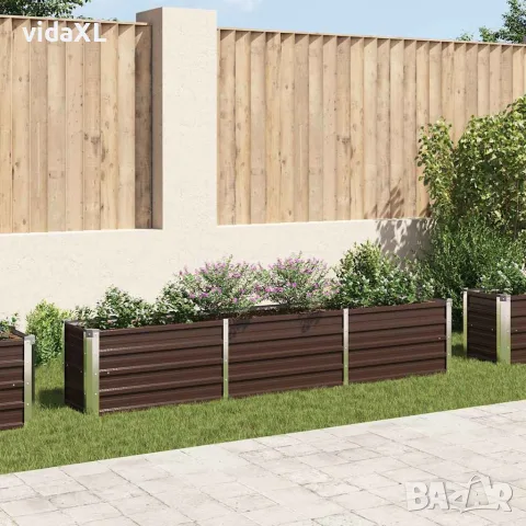 vidaXL Градинска висока леха поцинкована стомана 240x40x45 см кафява, снимка 2 - Саксии и кашпи - 56147601