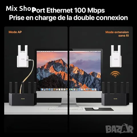 Нов WiFi репитър Tenda, WiFi усилвател N300, WiFi екстендър, снимка 3 - Друга електроника - 55741296