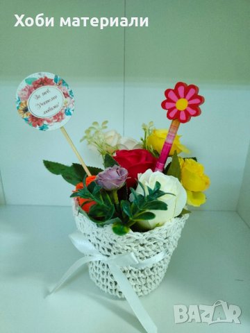 кошница с цветя , снимка 2 - Изкуствени цветя - 41820331