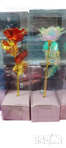 Светеща роза в луксозна прозрачна опаковка