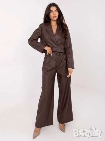 Дамски широки панталони от изкуствена кожа, 3цвята , снимка 2 - Панталони - 52369605