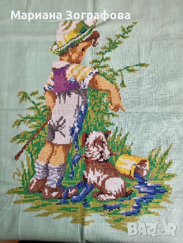 Възглавници "Българска бродерия" 5 модела, - Гоблен, модел от сп. "Burda", - Плетива на 1 кука 7 бр., снимка 11 - Антикварни и старинни предмети - 48893667