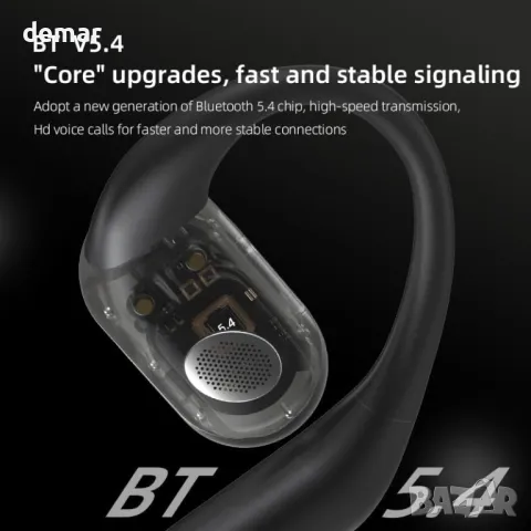 Ултра отворени безжични Bluetooth слушалки - ергономични с костна проводимост, черни, снимка 4 - Безжични слушалки - 50289045