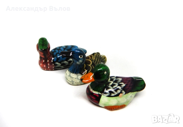 Комплект от 3 стари керамични патета три ръчно рисувани фигурки, снимка 2 - Колекции - 51847949