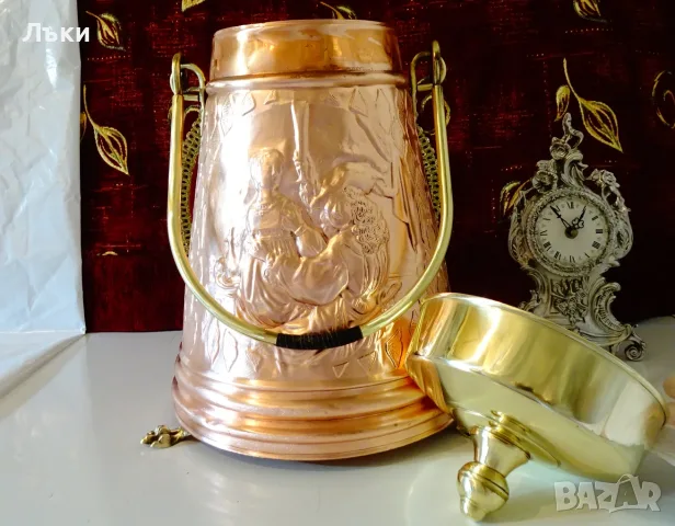 Меден каминен съд за въглища,дърва,картина Рембранд. , снимка 6 - Антикварни и старинни предмети - 55889543
