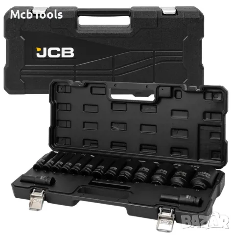 Дълбоки ударни вложки 6-стенни 1/2″ (10 – 36 мм) 15 части JCB, снимка 2 - Други инструменти - 48261240