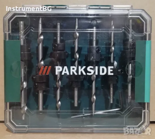 Комплект свредла за дърво със регулеруем зенкер /фаска/ Parkside - 8 части / Парксайд / 
