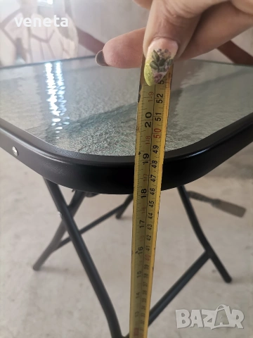 стъклена квадратна бистро маса с неръждаема рамка, снимка 8 - Маси - 53249553