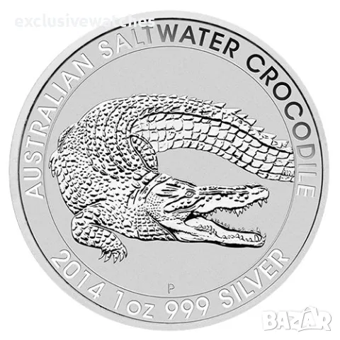 1 тройунция монета Крокодил 2014 - 999 чисто сребро
