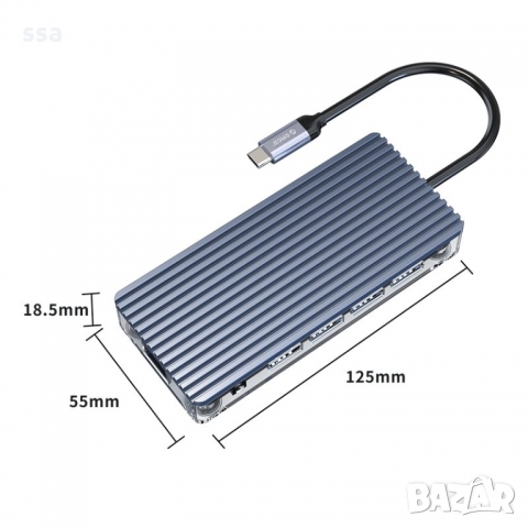 Orico докинг станция Type-C Docking Station PD 3.0 100W - HDMI, Type-C, USB3.0, LAN, SD, VGA, Audio , снимка 2 - Кабели и адаптери - 36036185