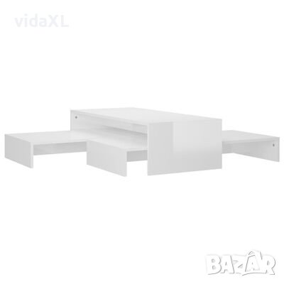 vidaXL Комплект масички за кафе, бял гланц, 100x100x26,5 см（SKU:806801, снимка 1