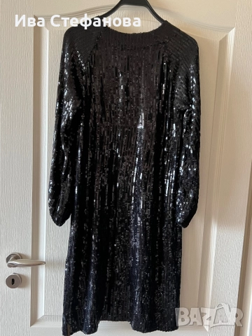 Нова черна парти официална коктейлна рокля пайети с коприна подплата Stella nova Копенхаген , снимка 7 - Рокли - 47567569