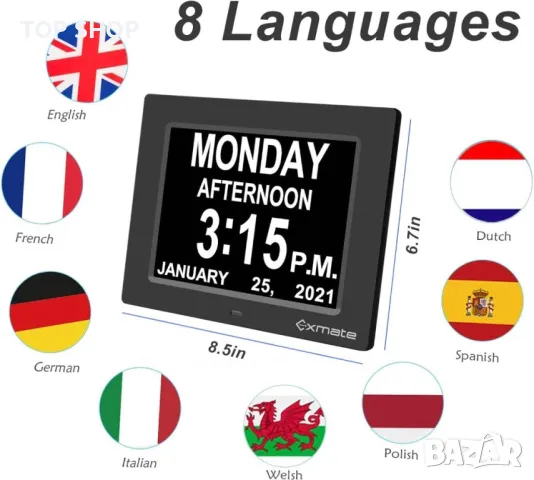 Цифров голям часовник -календар- фоторамка Exmate, снимка 9 - Други - 48498416