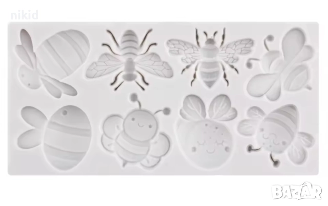 8 пчела пчели силиконов молд форма фондан шоколад декор, снимка 3 - Форми - 51852199
