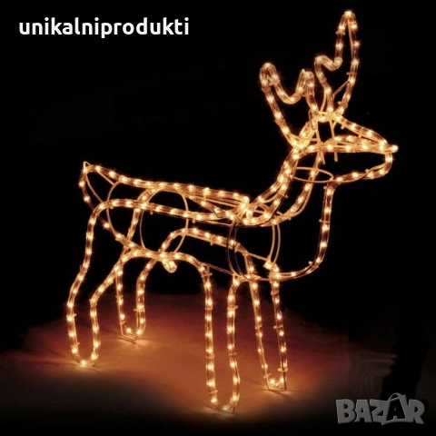 3D LED коледен елен 1 м х 80 см, топла светлина с флаш ефект, IP65, снимка 2 - Лед осветление - 52266200