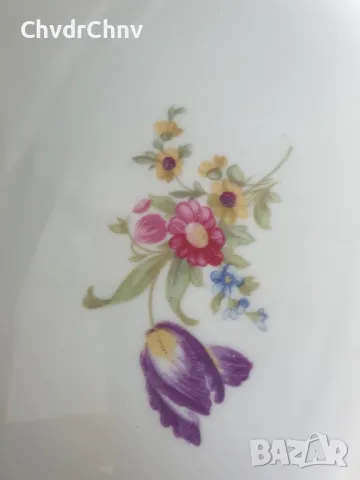 KPM Poland чиния 33-25см/3бр КПМ стари немски порцеланови чинии-плата/цветя-злато, снимка 7 - Чинии - 48983376