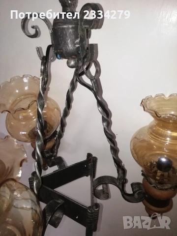 Полилей стил рустик ретро, произведен през 60-70те години. , снимка 3 - Полилеи - 53468202