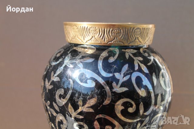 Ваза стъкло и бронз , снимка 2 - Антикварни и старинни предмети - 41715549