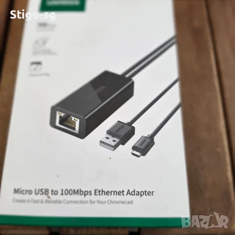 Ethernet адаптер Ugreen Micro USB към RJ45 (модел 30985, снимка 2 - Мрежови адаптери - 55943275