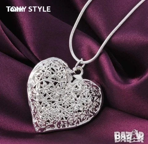 Ново Сребърно Дамско Колие Сърце 