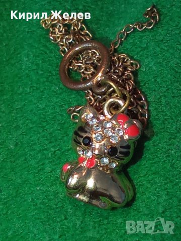 ПОЗЛАТЕНО СЛАДКО КОТЕНЦЕ с ЦИРКОНИ ЕМАЙЛ АРТ ВИСУЛКА ПЕНДАНТ ФИГУРКА 24752, снимка 3 - Колиета, медальони, синджири - 34485931