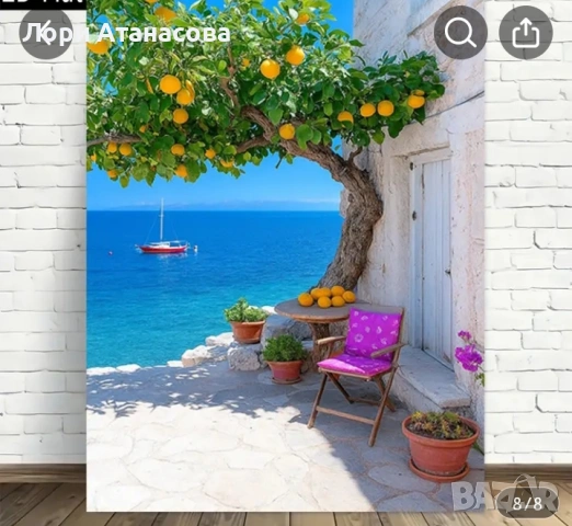 Вертикална гръцка островна лимонова картина, снимка 4 - Картини - 53100490